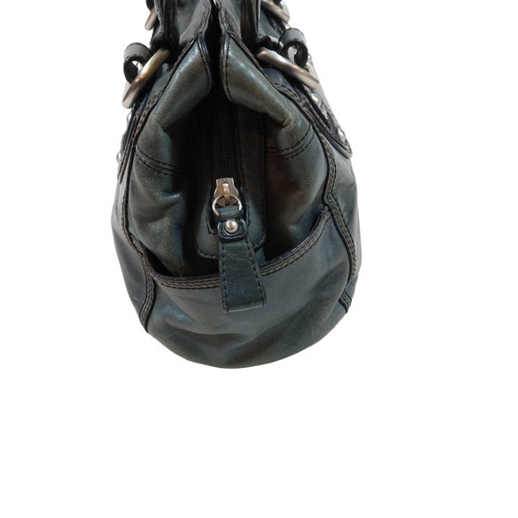 FOSSIL Dark Forest Green Leather Medium Divided Satchel Handbag Shoulder Bad - Picture 5 of 15